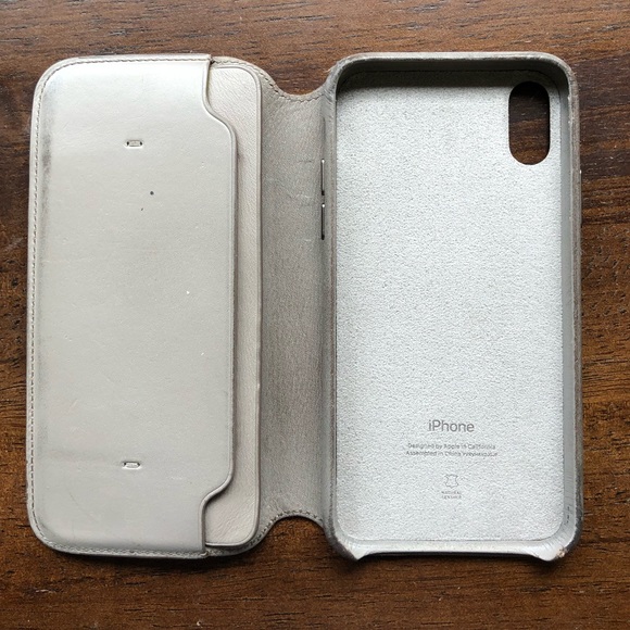 Apple iPhone X Leather Folio Taupe Case - Picture 2 of 3
